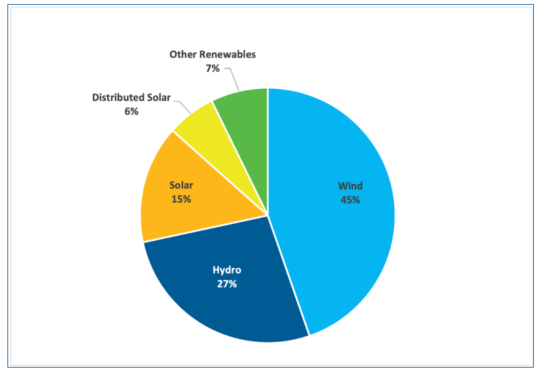 A chart from ACP's 2022 Annual Market Report displaying U.S. Renewable Energy Generation by Technology.